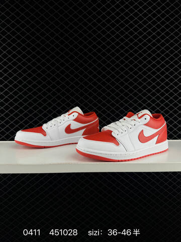 Jordan Air Jordan 1 Low White Red EU 36-46 Basketball Shoe - Unisex (BS-79510)