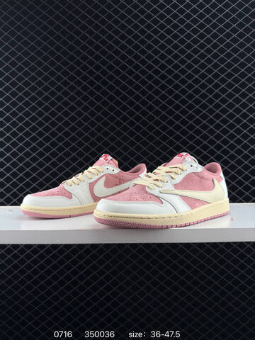 Jordan Travis Scott x Air Jordan 1 Low Reverse Mocha Pink Pink White Cream Red EU 36-47 5 Sneaker - Unisex (BS-81057)