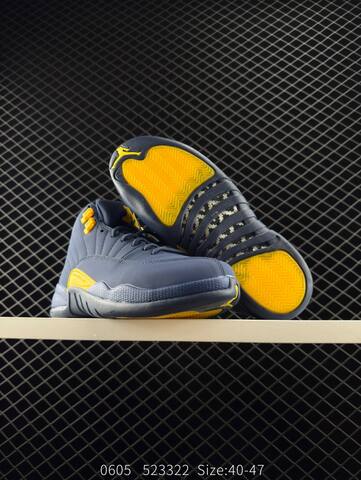 Jordan Air Jordan 12 Retro Navy Blue Yellow EU 40-47 Basketball Shoe - Men's (BS-81259)