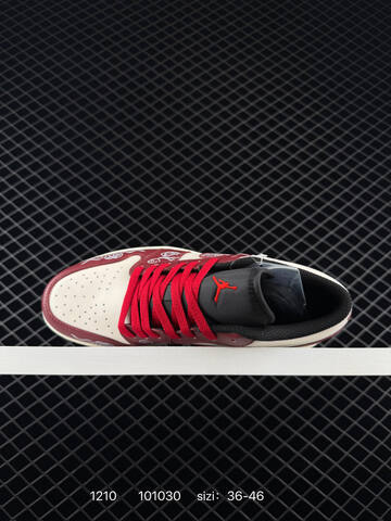 Jordan Air Jordan 1 Low Sail Burgundy Red Black White EU 36-46 Sneaker - Unisex (BS-80081)