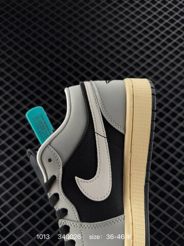 Jordan Air Jordan 1 Low Black Light Grey Pale Yellow EU 36-46 Sneaker - Unisex (BS-80530)