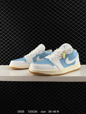 Jordan Air Jordan 1 Low White Light Blue Cream Gum Brown EU 36-46 Basketball Shoe - Unisex (BS-80629)