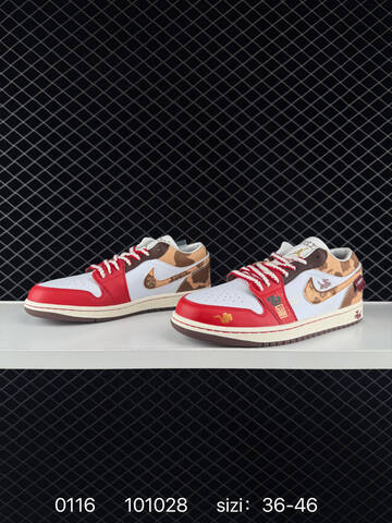 Jordan Air Jordan 1 Low Red White Brown Beige EU 36-46 Sneaker - Unisex (BS-79822)