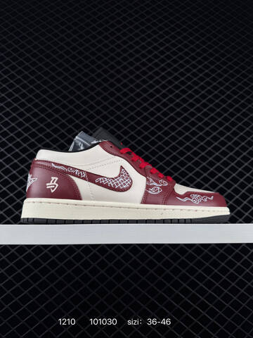 Jordan Air Jordan 1 Low Sail Burgundy Red Black White EU 36-46 Sneaker - Unisex (BS-80081)
