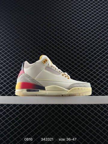 Jordan Air Jordan 3 Retro SE Off White Yellow Red Purple EU 36-47 Basketball Shoe - Unisex (BS-80900)