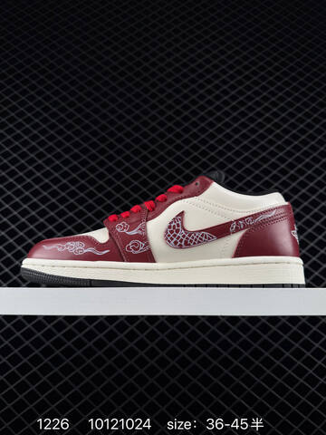 Jordan Air Jordan 1 Low 553558-040 Sail Burgundy Red Black White EU 36-45 Sneaker - Unisex (BS-79989)