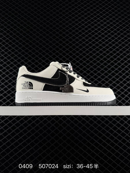 Nike Air Force 1 07 Off-white Black with metallic chrome Swoosh EU 36-45 half sizes available lifestyle