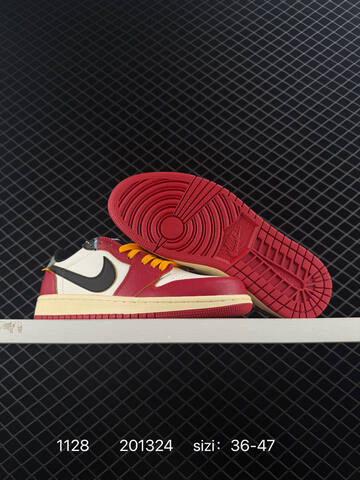 Jordan Air Jordan 1 Low Red White Black Yellow Cream EU 36-47 Sneaker - Unisex (BS-80164)