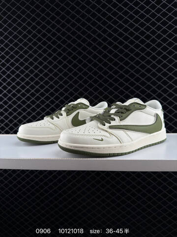Jordan Air Jordan 1 Low OG SP Travis Scott Fragment Stussy Sail Olive Green White EU 36-45 Sneaker - Unisex (BS-80758)