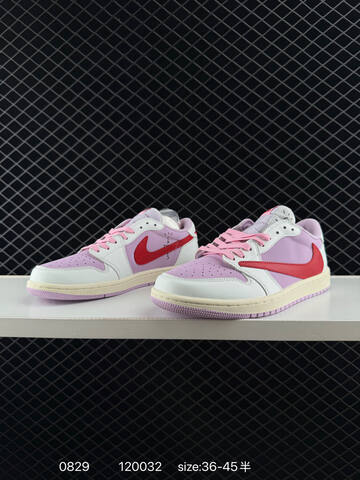 Jordan Air Jordan 1 Low OG SP Travis Scott White Light Purple Red Pink Cream EU 36-45 Sneaker - Unisex (BS-80816)