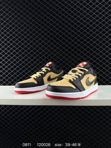 Jordan Air Jordan 1 Low HQ2016-200 Black Pale Yellow White Red EU 39-46 Sneaker - Unisex (BS-80936)