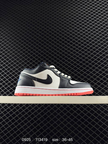 Jordan Air Jordan 1 Low 553558 113 White Light Grey Navy Gum Brown EU 40-45 Sneaker - Men's (BS-80639)