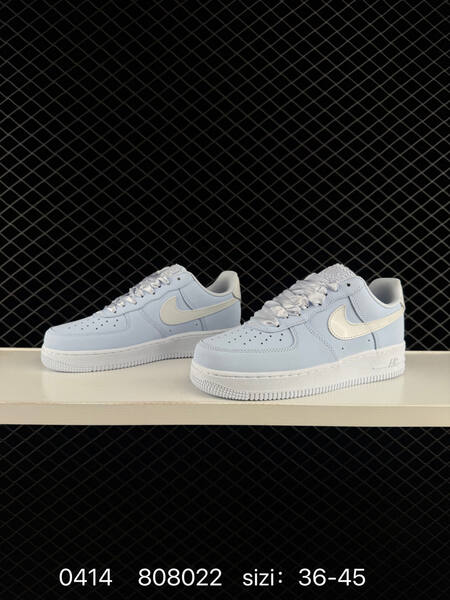 Nike Air Force 1 07 Pale blue with white Swoosh white midsole satin laces EU 36-45 lifestyle
