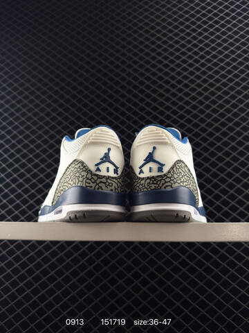 Jordan Air Jordan 3 Retro True Blue White Blue Grey Orange EU 36-47 Basketball Shoe - Unisex (BS-80722)
