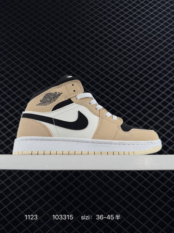Jordan Air Jordan 1 Mid Beige White Black EU 36-45 Basketball Shoe - Unisex (BS-80208)