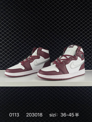 Jordan Air Jordan 1 Retro High OG White Burgundy Silver EU 36-45 Basketball Shoe - Unisex (BS-79837)