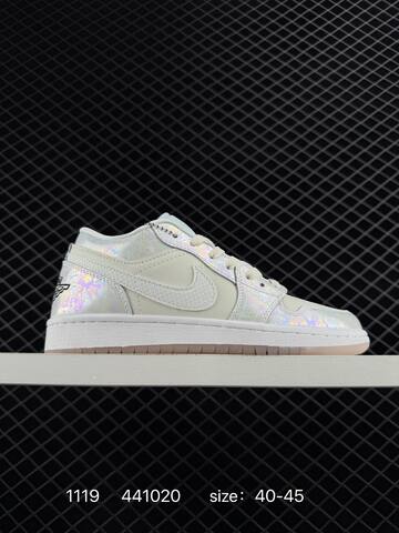 Jordan Air Jordan 1 Low CNY HF3144-100 White Light Grey Sail Iridescent EU 40-45 Sneaker - Men's (BS-80237)