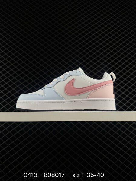 Nike Court Borough Low White with pink Swoosh Hello Kitty custom graphic details black outsole 35-40 lifestyle