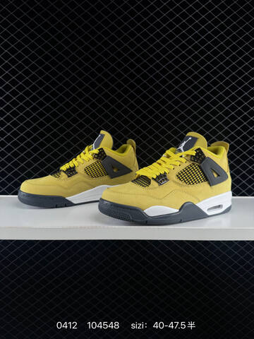 Jordan Air Jordan 4 Retro Tour Yellow Dark Grey White Black EU 40-47 5 Basketball Shoe - Men's (BS-79496)