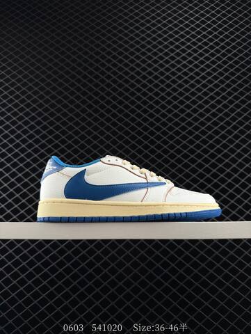 Jordan Travis Scott x Fragment Design x Air Jordan 1 Low OG White Blue Cream EU 36-46 Sneaker - Unisex (BS-81267)