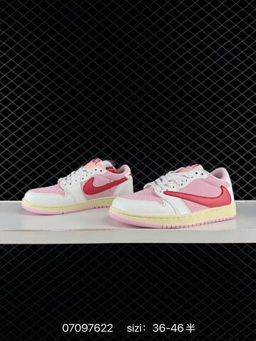 Travis Scott x Air Jordan 1 Low Tropical Pink AIR JORDAN 1 Aj1 Lifestyle (BS-79002)