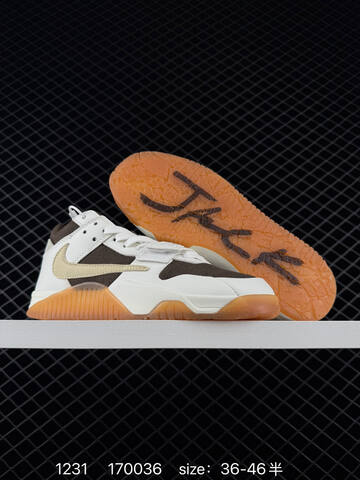 Jordan Travis Scott x Air Jordan Cut The Check White Brown Beige Gum EU 36-46 Sneaker - Unisex (BS-79929)