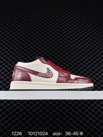 Jordan Air Jordan 1 Low 553558-040 Sail Burgundy Red Black White EU 36-45 Sneaker - Unisex (BS-79989)