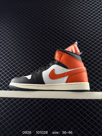 Jordan Air Jordan 1 Mid Black White Orange Sail EU 36-46 Basketball Shoe - Unisex (BS-80606)