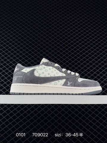 Jordan Air Jordan 1 Low Travis Scott Reverse Mocha Louis Vuitton Custom Beige Grey Light Blue EU 36-45 Sneaker - Unisex (BS-79918)