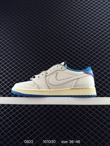 Jordan Travis Scott x Fragment x Air Jordan 1 Low DM7866-002 Sail Blue Cream Brown EU 36-46 Sneaker - Unisex (BS-80852)