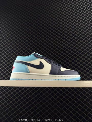 Jordan Air Jordan 1 Low Sail Dark Blue Light Blue Red EU 36-46 Sneaker - Unisex (BS-80607)