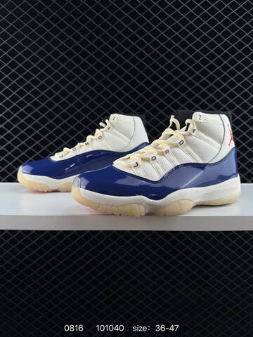 Jordan Air Jordan 11 Retro IH0296-400 White Navy Blue Red Cream Black EU 36-47 Basketball Shoe - Unisex (BS-80905)
