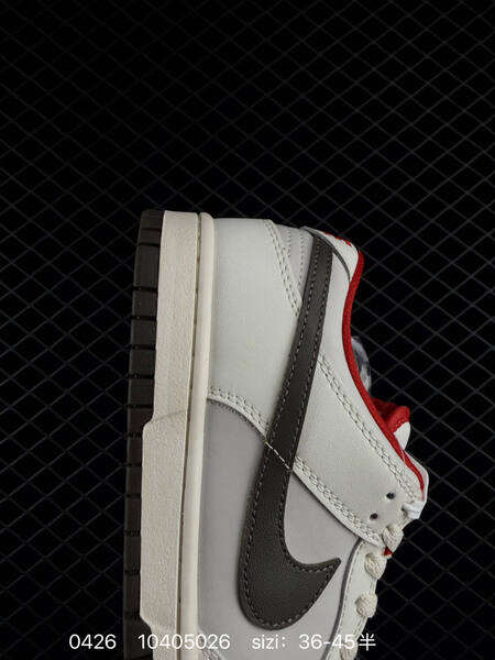 Nike Dunk Low Light grey white upper dark brown Swoosh and outsole red inner lining off-white midsole EU 36-45 skate lifestyle