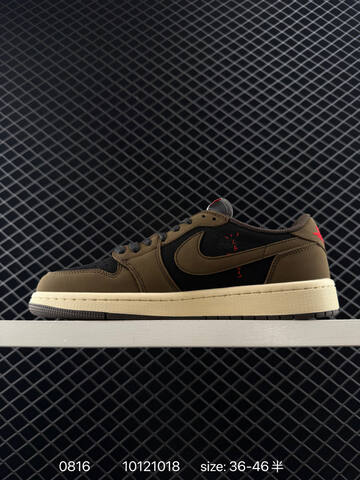 Jordan Travis Scott x Air Jordan 1 Low Reverse Mocha Dark Brown Black Sail Cream Red EU 36-46 Sneaker - Unisex (BS-80906)