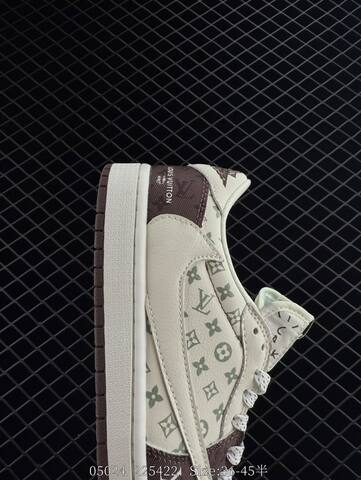 Jordan Travis Scott x Air Jordan 1 Low Louis Vuitton Custom DM7866-003 Sail Brown Olive White EU 36-45 Sneaker - Unisex (BS-81309)