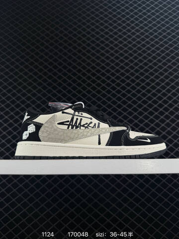 Jordan Air Jordan 1 Low Travis Scott Stussy DIY Black Sail Light Grey White EU 36-45 Sneaker - Unisex (BS-80200)