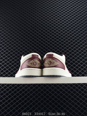 Jordan Air Jordan 1 Low Sail Burgundy Gold Black EU 36-46 Sneaker - Unisex (BS-81169)