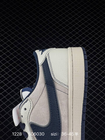 Jordan Air Jordan 1 Low OG Fragment Design x Travis Scott Sail Grey Navy Off White EU 36-45 Sneaker - Unisex (BS-79963)