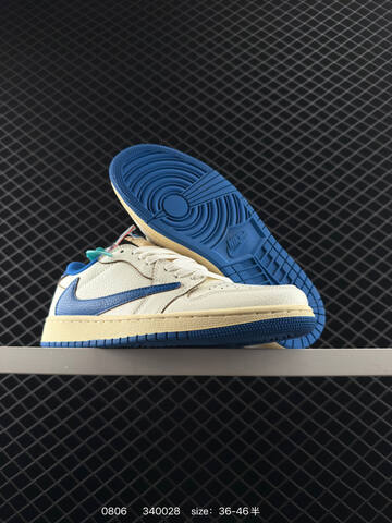Jordan Air Jordan 1 Low OG Fragment Design x Travis Scott Sail Blue Cream White EU 36-46 Sneaker - Unisex (BS-80964)