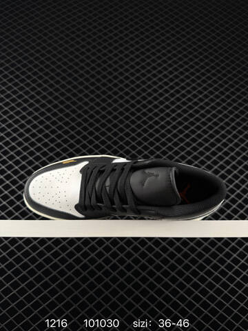 Jordan Air Jordan 1 Low 553558-067 Black White Sail Metallic Gold EU 36-46 Sneaker - Unisex (BS-80048)