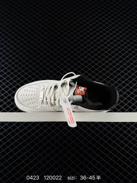 Nike Air Force 1 Low Sail white with black heel accents transparent outsole NBA themed details EU 36-45 half sizes available lifestyle