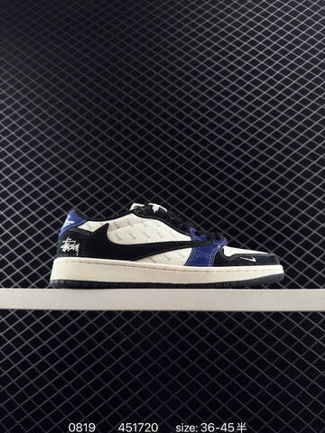 Jordan Air Jordan 1 Low Travis Scott Stussy Sail Black Blue EU 36-45 Sneaker - Unisex (BS-80874)