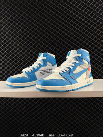 Jordan Off White x Air Jordan 1 Retro High OG UNC White Blue Cream Orange EU 36-47 5 Basketball Shoe - Unisex (BS-80602)