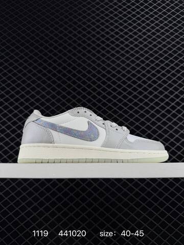 Jordan Air Jordan 1 Low CNY HF3144-100 White Light Grey Sail Iridescent EU 40-45 Sneaker - Men's (BS-80237)