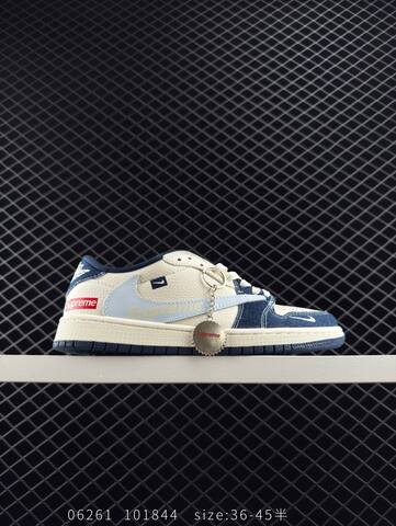 Jordan Air Jordan 1 Low Travis Scott Supreme DIY Sail Navy Blue Light Blue Red EU 36-45 Sneaker - Unisex (BS-81147)