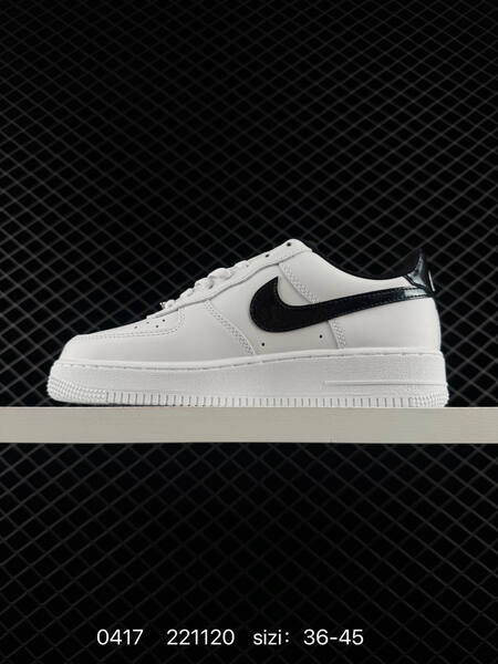 Nike Air Force 1 07 Low White with metallic black Swoosh black heel tab and lining EU 36-45 lifestyle