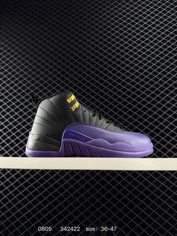 Jordan Air Jordan 12 Retro Melo Black Purple Gold EU 36-47 Basketball Shoe - Unisex (BS-80966)