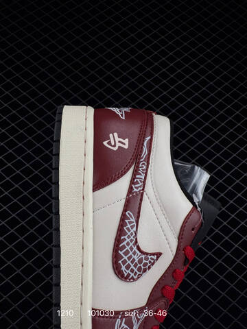 Jordan Air Jordan 1 Low Sail Burgundy Red Black White EU 36-46 Sneaker - Unisex (BS-80081)