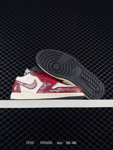 Jordan Air Jordan 1 Low Sail Burgundy Red Black White EU 36-46 Sneaker - Unisex (BS-80081)