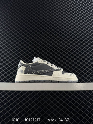 Jordan Air Jordan 1 Low Travis Scott Fragment Custom Dark Green Off White Dark Grey Cream 24-37 Skate Shoe - Women's (BS-80548)